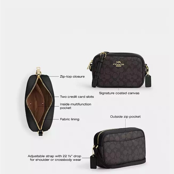 Coach Tan & Brown Signature Crossbody Bag Mini Jamie Camara - Picture 11 of 13